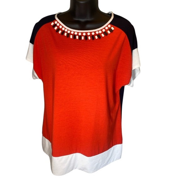 Ruby Rd. Tops - Ruby Rd. Stylish burnt orange /Navy/White Women's Top size PS